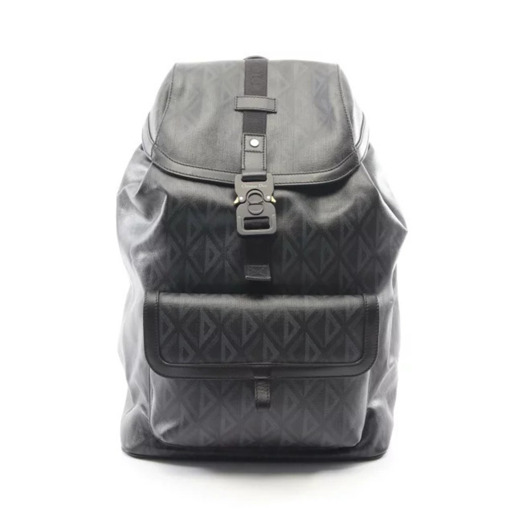 Christian Dior HIT THE ROAD CD Diamond Backpack Canvas Leather Black